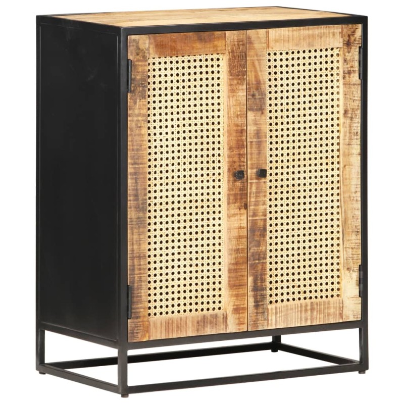 vidaXL Aparador de madera de mango rugosa caña natural 60x35x75 cm