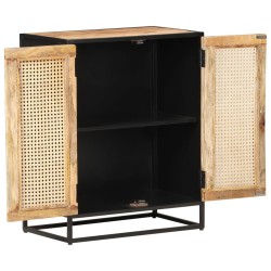 vidaXL Aparador de madera de mango rugosa caña natural 60x35x75 cm