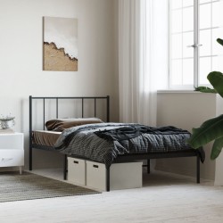 vidaXL Estructura de cama con cabecero metal negro 100x200 cm