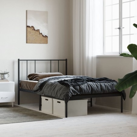 vidaXL Estructura de cama con cabecero metal negro 100x200 cm