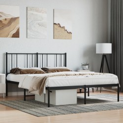 vidaXL Estructura de cama con cabecero metal negro 150x200 cm