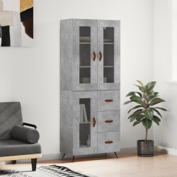 vidaXL Aparador alto madera contrachapada gris hormigón 69,5x34x180 cm