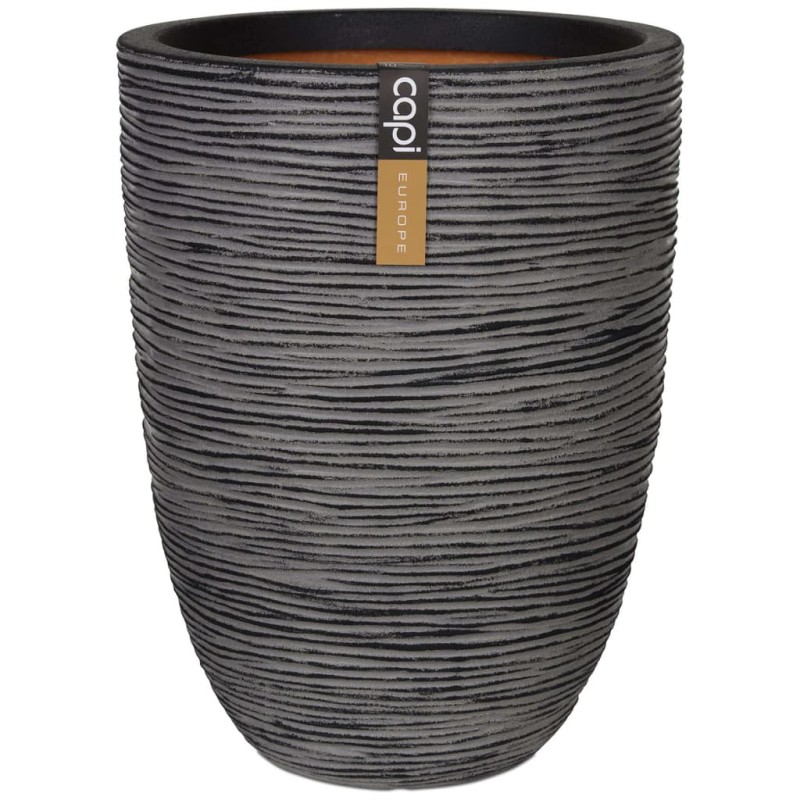 Capi Jarrón Nature Rib elegante bajo gris antracita 36x47 cm KOFZ782 Capi Jarrón Nature Rib elegante bajo gris antracita 36x47 cm KOFZ782