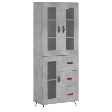 vidaXL Aparador alto madera contrachapada gris hormigón 69,5x34x180 cm