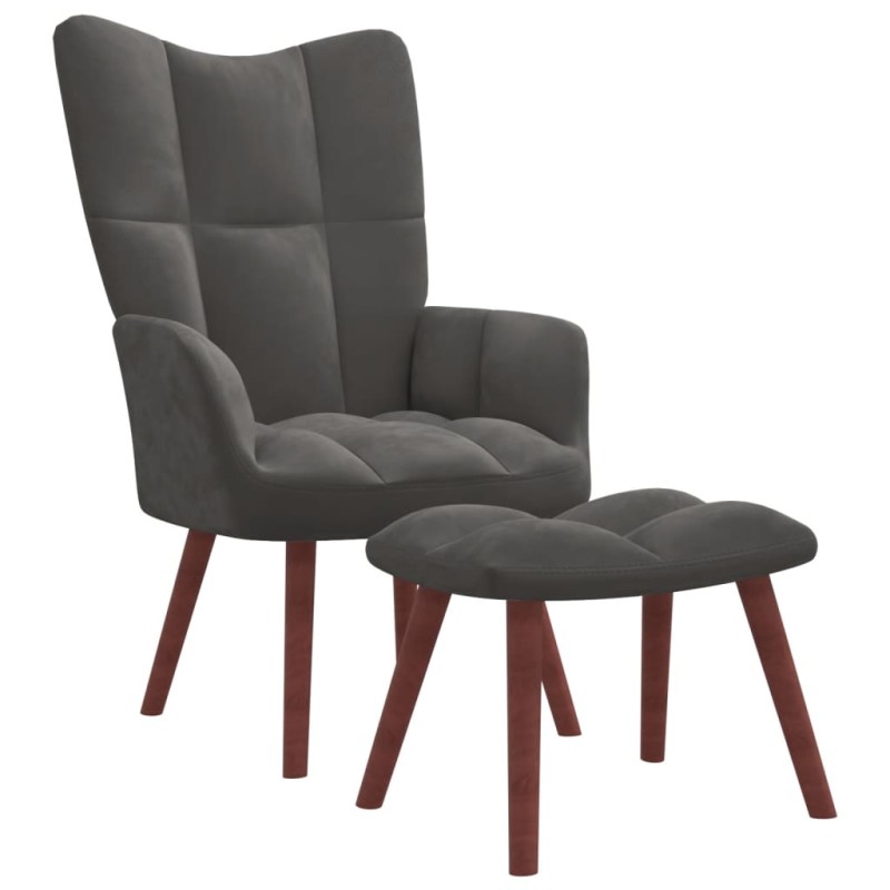 vidaXL Sillón de relax con taburete terciopelo gris oscuro vidaXL Sillón de relax con taburete terciopelo gris oscuro