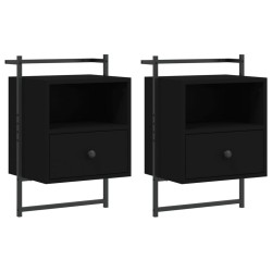 vidaXL Mesitas de noche de pared 2 unidades negro 40x30x61 cm