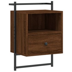 vidaXL Mesita de noche de pared marrón roble 40x30x61 cm
