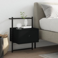 vidaXL Mesita de noche de pared madera de ingeniería negra 35x30x51 cm