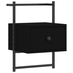 vidaXL Mesita de noche de pared madera de ingeniería negra 35x30x51 cm