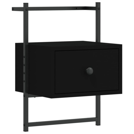 vidaXL Mesita de noche de pared madera de ingeniería negra 35x30x51 cm