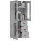 vidaXL Aparador alto madera contrachapada gris hormigón 69,5x34x180 cm vidaXL Aparador alto madera contrachapada gris hormigón 69,5x34x180 cm