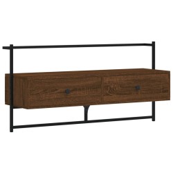vidaXL Mueble TV de pared madera ingeniería marrón roble 100,5x30x51cm