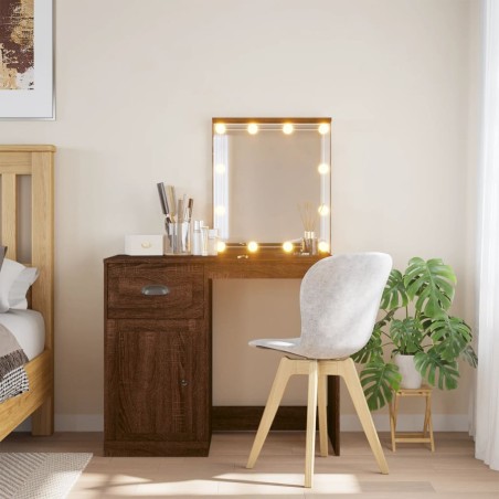 vidaXL Tocador con luces LED roble marrón 90x42x132,5 cm