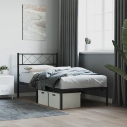 vidaXL Estructura de cama con cabecero metal negro 90x190 cm