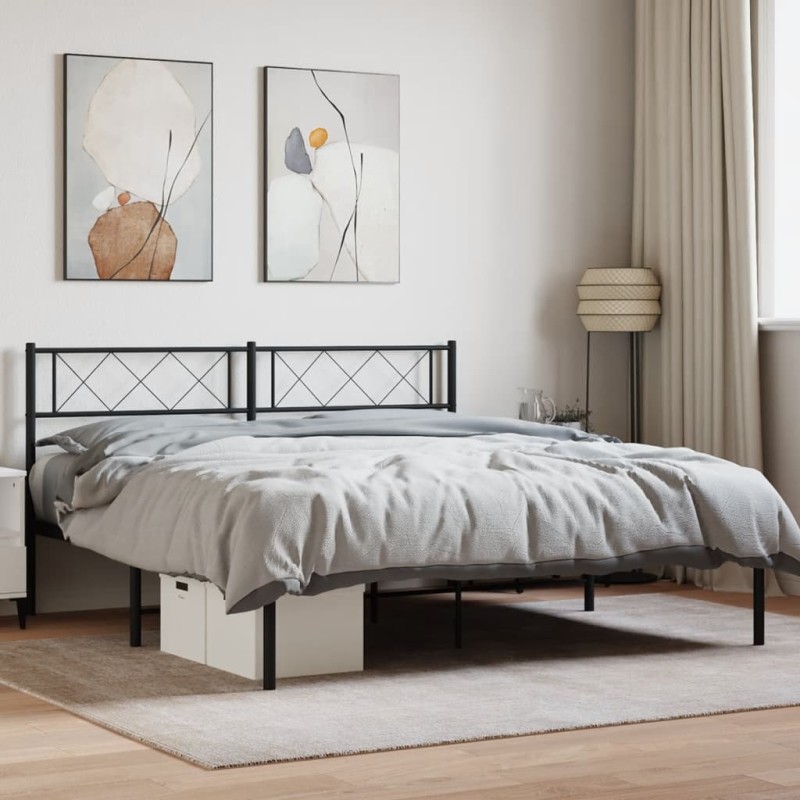 vidaXL Estructura de cama con cabecero metal negro 120x190 cm