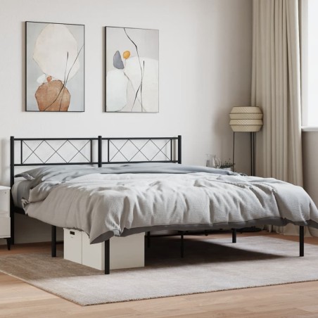 vidaXL Estructura de cama con cabecero metal negro 120x190 cm