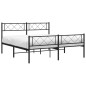 vidaXL Estructura de cama cabecero y pie de cama metal negro 150x200cm