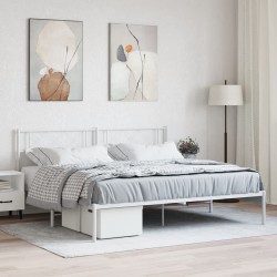 vidaXL Estructura de cama de metal con cabecero blanco 183x213 cm