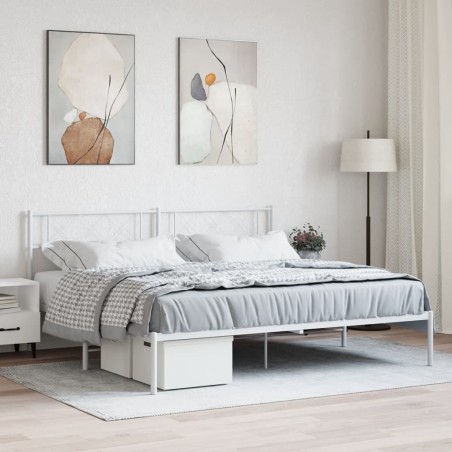vidaXL Estructura de cama de metal con cabecero blanco 183x213 cm