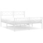 vidaXL Estructura cama metal con cabecero y estribo blanco 150x200 cm vidaXL Estructura cama metal con cabecero y estribo blanco 150x200 cm