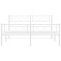 vidaXL Estructura cama metal con cabecero y estribo blanco 150x200 cm vidaXL Estructura cama metal con cabecero y estribo blanco 150x200 cm