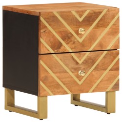 vidaXL Mesita de noche de madera maciza de mango marrón y negro