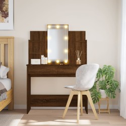vidaXL Tocador con luces LED roble marrón 96x40x142 cm