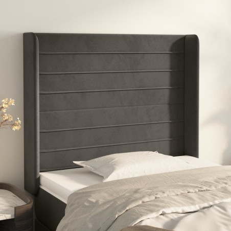 vidaXL Cabecero con orejas de terciopelo gris oscuro 83x16x118/128 cm