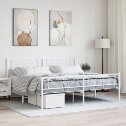 vidaXL Estructura cama metal con cabecero y pie cama blanco 193x203 cm