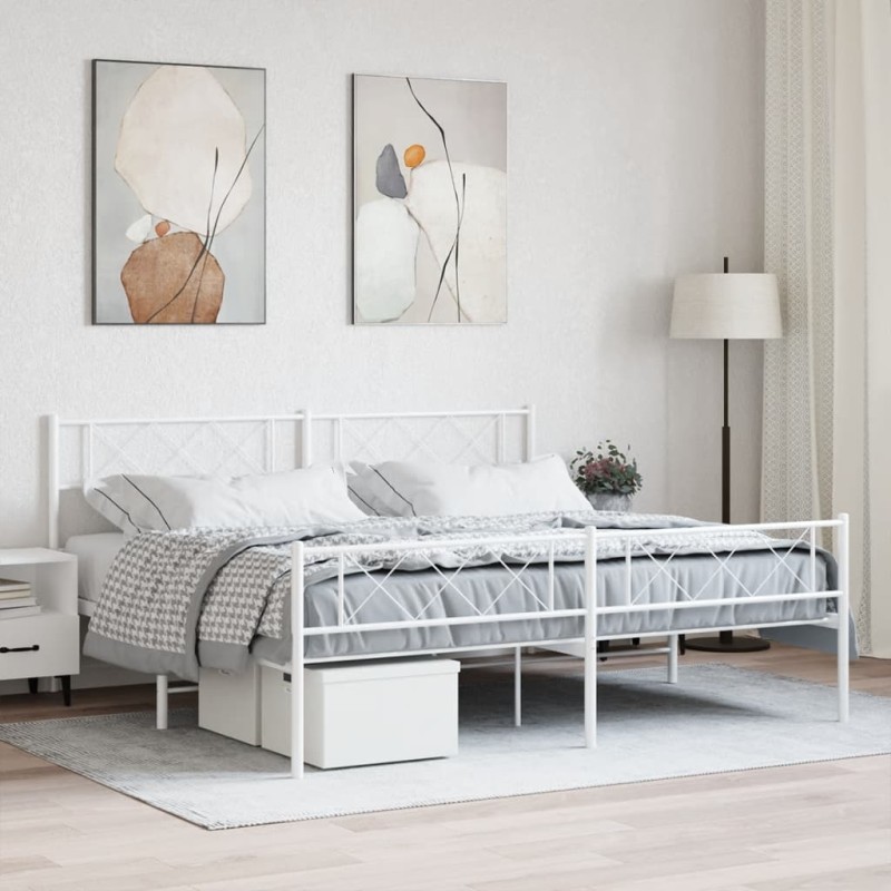 vidaXL Estructura cama metal con cabecero y pie cama blanco 193x203 cm