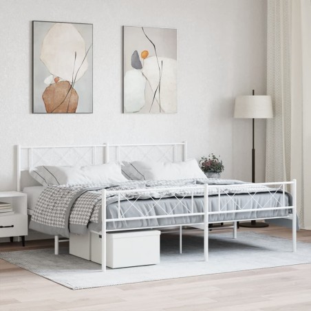 vidaXL Estructura cama metal con cabecero y pie cama blanco 193x203 cm