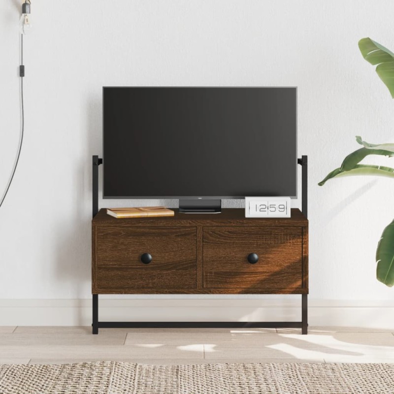 vidaXL Mueble TV de pared madera ingeniería marrón roble 60,5x30x51 cm