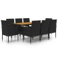 idaXL Juego de comedor de jardín 9 piezas ratán sintético negro idaXL Juego de comedor de jardín 9 piezas ratán sintético negro