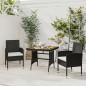vidaXL Juego de comedor de jardín 3 pzas ratán sintético negro vidaXL Juego de comedor de jardín 3 pzas ratán sintético negro