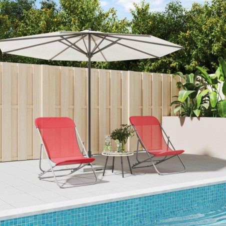 vidaXL Sillas de playa plegables 2 uds acero recubierto textilene rojo