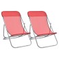 vidaXL Sillas de playa plegables 2 uds acero recubierto textilene rojo vidaXL Sillas de playa plegables 2 uds acero recubierto textilene rojo
