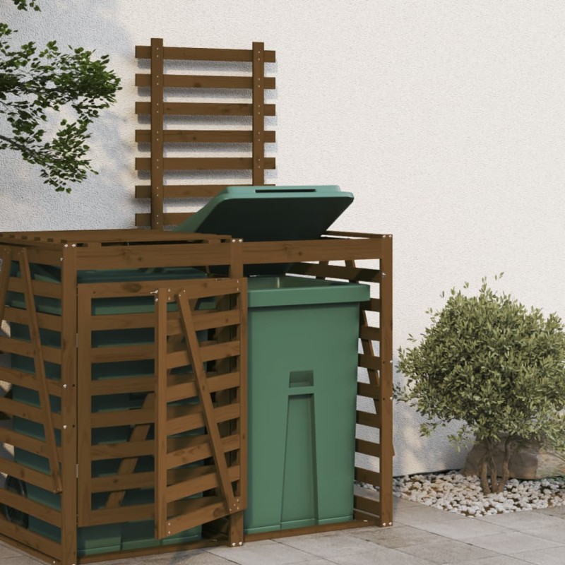 vidaXL Extensión para cobertizo de cubo basura madera pino marrón miel vidaXL Extensión para cobertizo de cubo basura madera pino marrón miel