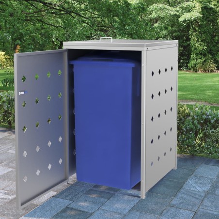 vidaXL Cobertizo contenedor de basura individual acero inoxidable 240L 
