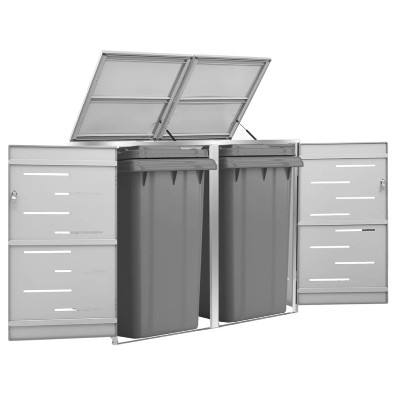 vidaXL Cobertizo para dos contenedores basura acero 138x77,5x112,5 cm vidaXL Cobertizo para dos contenedores basura acero 138x77,5x112,5 cm