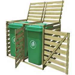 vidaXL Cobertizo doble contenedor de basura madera impregnada 240 L
