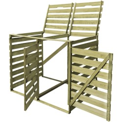 vidaXL Cobertizo doble contenedor de basura madera impregnada 240 L