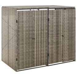 vidaXL Cobertizo para 2 contenedores basura ratán PE gris 140x80x117cm