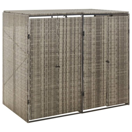 vidaXL Cobertizo para 2 contenedores basura ratán PE gris 140x80x117cm