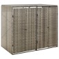 vidaXL Cobertizo para 2 contenedores basura ratán PE gris 140x80x117cm vidaXL Cobertizo para 2 contenedores basura ratán PE gris 140x80x117cm