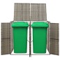 vidaXL Cobertizo para 2 contenedores basura ratán PE gris 140x80x117cm vidaXL Cobertizo para 2 contenedores basura ratán PE gris 140x80x117cm