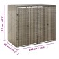 vidaXL Cobertizo para 2 contenedores basura ratán PE gris 140x80x117cm vidaXL Cobertizo para 2 contenedores basura ratán PE gris 140x80x117cm