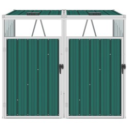 vidaXL Cobertizo doble contenedor de basura acero verde 143x81x121 cm