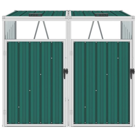 vidaXL Cobertizo doble contenedor de basura acero verde 143x81x121 cm
