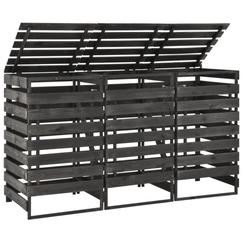 vidaXL Cobertizo triple cubos basura madera pino pintada 210x75x121cm