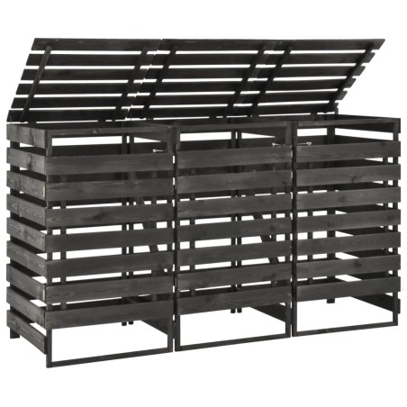 vidaXL Cobertizo triple cubos basura madera pino pintada 210x75x121cm